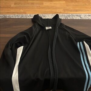 Jerzees Black Utility Jacket with White and Blue Stripes